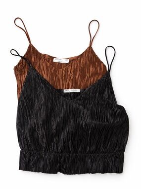 ZARA Pleated Satin Cami Bundle (2) – Size Medium NWOT